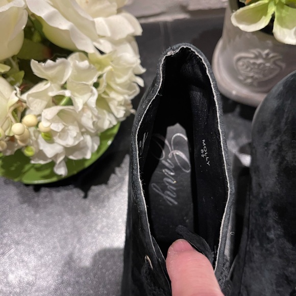 Envy Heeled Black Suede Tie Up Ankle Boots - Picture 15 of 16